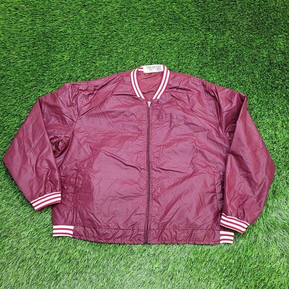 Vintage 80s MOD Varsity Jacket Women XL 25x23 Burgundy Baggy - Picture 8 of 12